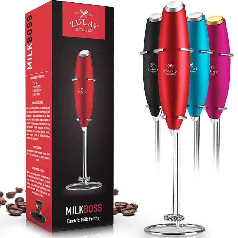 Zyliss Handheld Electric Milk Frother, Red